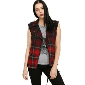 HOT TOPIC ROYAL BONES TRIPP FLANNEL VEST SZ XL EUC